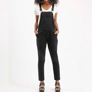 Topshop Moto Black Denim Overalls Petite Size 4